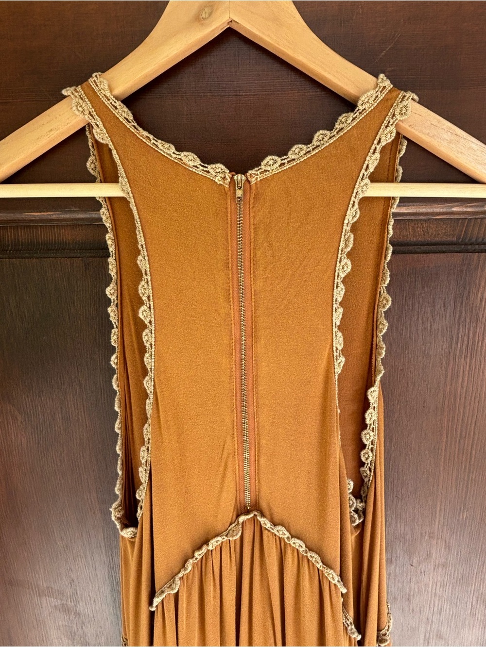 Women’s Maxi Dress in Mustard with Lace Trim - Picture 5 of 8